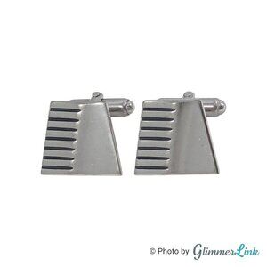 Vintage Anson Silver Tone Mid Century Modern Cufflinks Geometric Trapezoid Shape